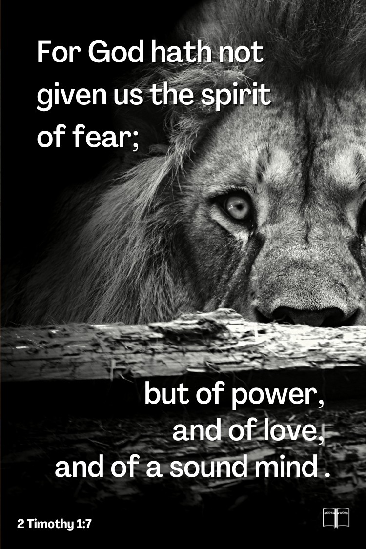 For God hath not given us the spirit of fear; but of power, and of love, and of a sound mind, 2 Timothy 1:7