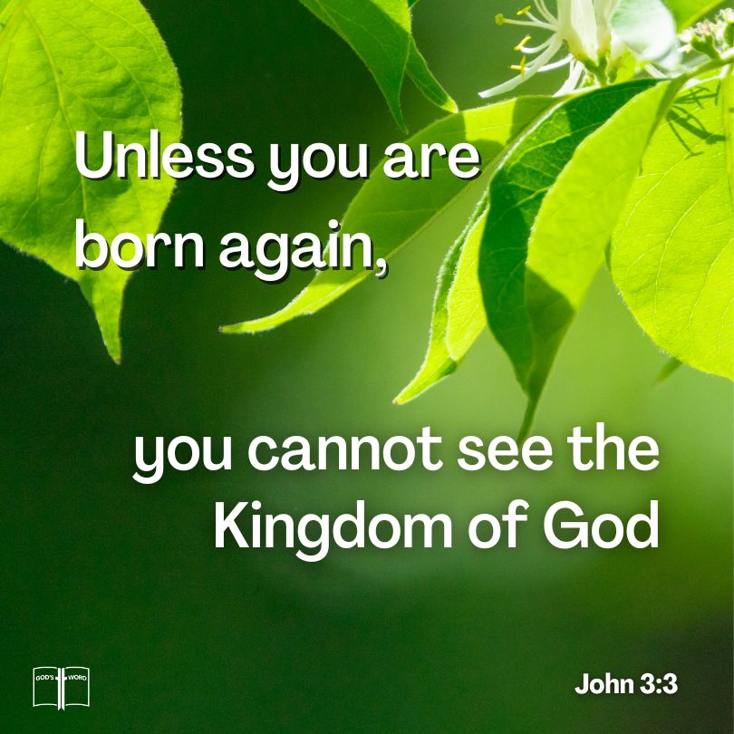 I tell you the truth, unless you are born again, you cannot see the Kingdom of God, John 3:3