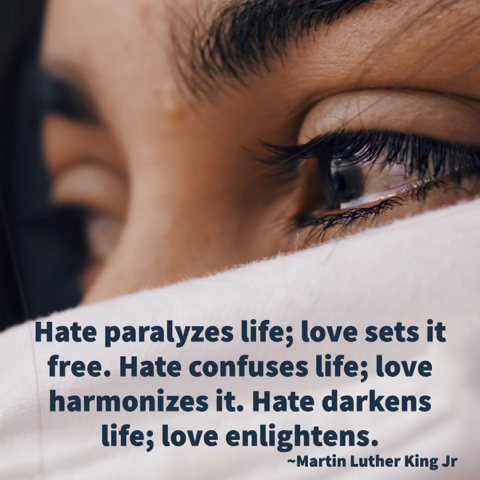 Hate paralyzes life; love sets it free. Hate confuses life; love harmonizes it. Hate darkens life; love enlightens. MLK
