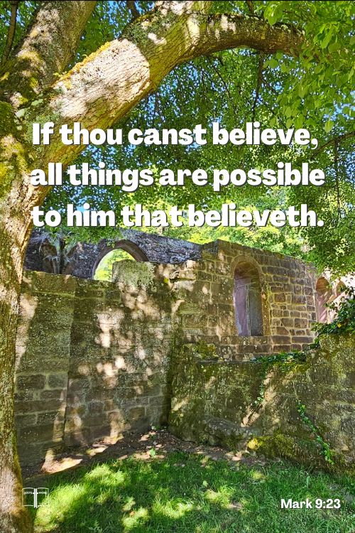 If thou canst believe, all things are possible to him that believeth, Mark 9:23